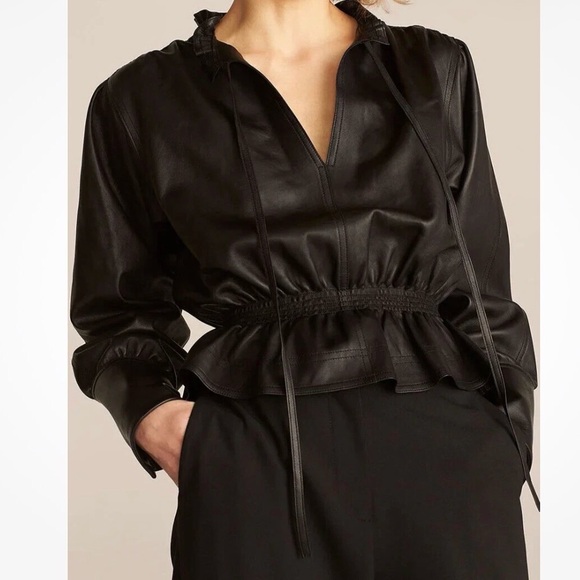 Rebecca Taylor Jackets & Blazers - Rebecca Taylor Black Leather peplum top